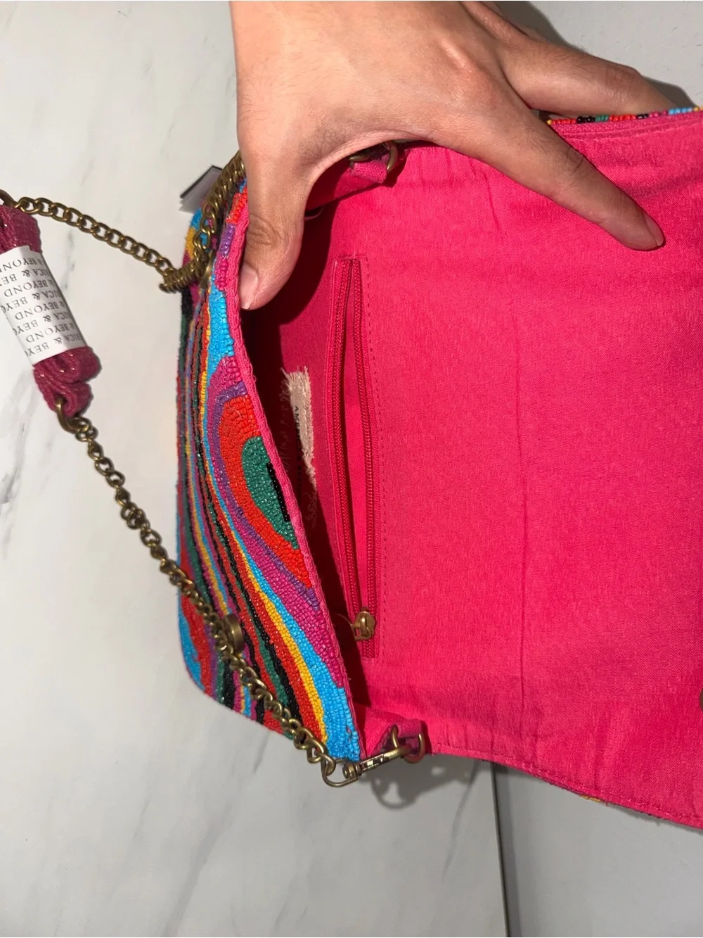 Multicolor Beaded Clutch - Wave Pattern